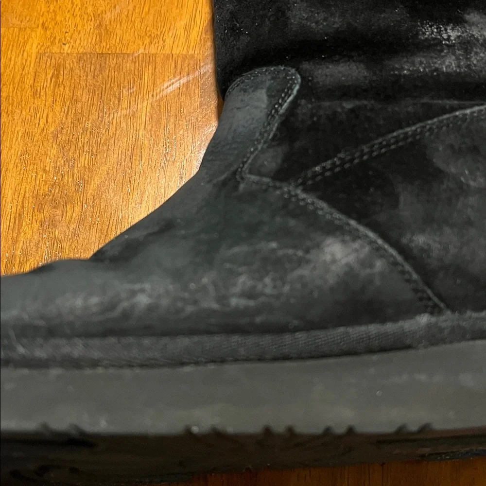 UGG Classic Tall Black Suede Boots with Metal Logo US Women's Size 7 - Picture 13 of 16